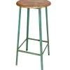 Vintage Barstol 'Wooden Seat' - Turkos