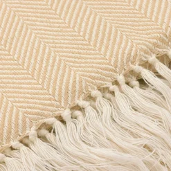Reforma x Trendcarpet Bomullspläd 'Denisa Fishbone' 130x170cm - Beige/vit