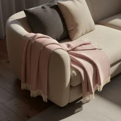 Reforma x Trendcarpet Bomullspläd 'Denisa Fishbone' 130x170cm - Röd/vit