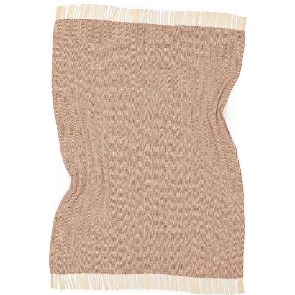 Reforma x Trendcarpet Bomullspläd 'Denisa Fishbone' 130x170cm - Brun/vit