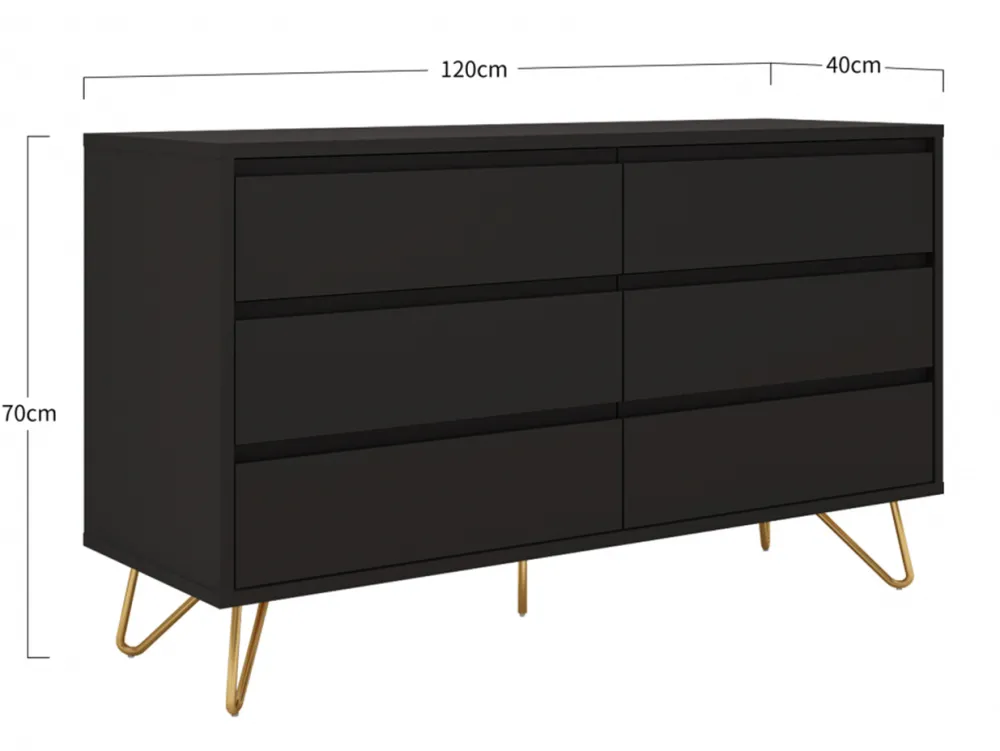 Reforma Byrå 'Elle' 120x70 - Svart/Mässing