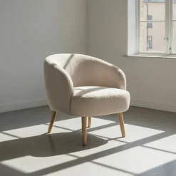 Reforma Fåtölj 'Capri' träben - Beige/Bouclé