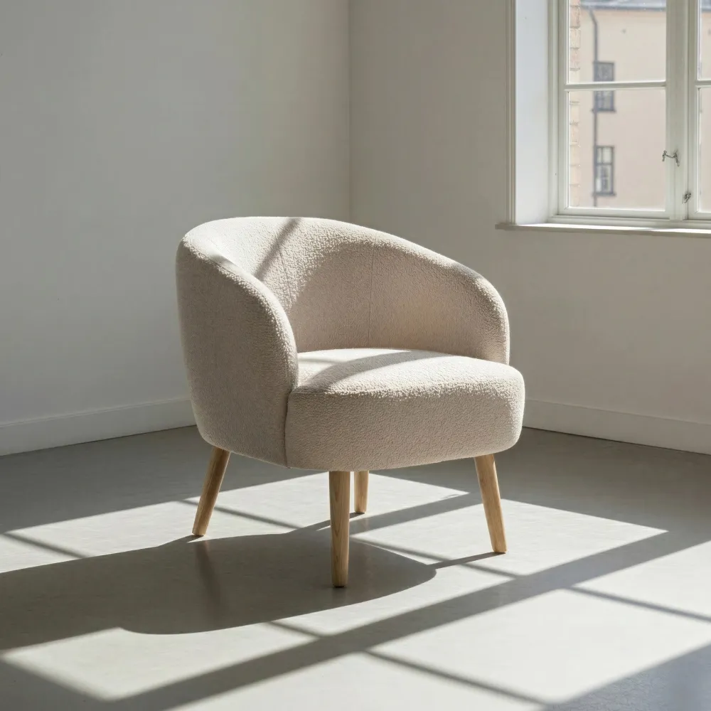Reforma Fåtölj 'Capri' träben - Beige/Bouclé