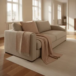 Reforma x Trendcarpet Kuddfodral 'Denisa Fishbone' 45x45cm - Brun/vit