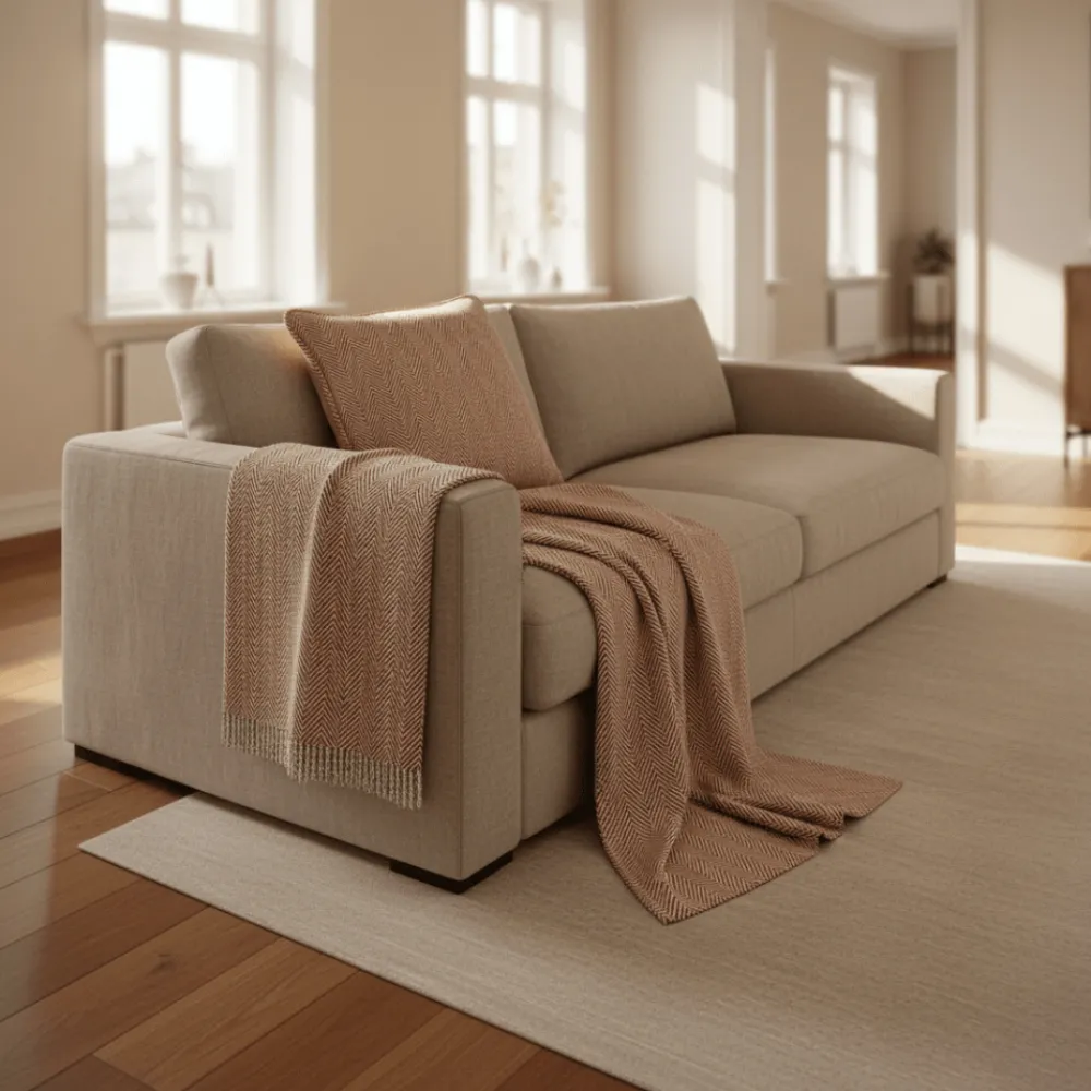 Reforma x Trendcarpet Kuddfodral 'Denisa Fishbone' 45x45cm - Brun/vit