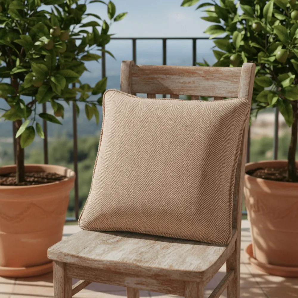 Reforma x Trendcarpet Kuddfodral 'Denisa Fishbone' 45x45cm - Brun/vit