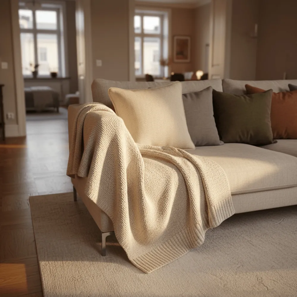 Reforma x Trendcarpet Kuddfodral 'Denisa Fishbone' 45x45cm - Beige/vit