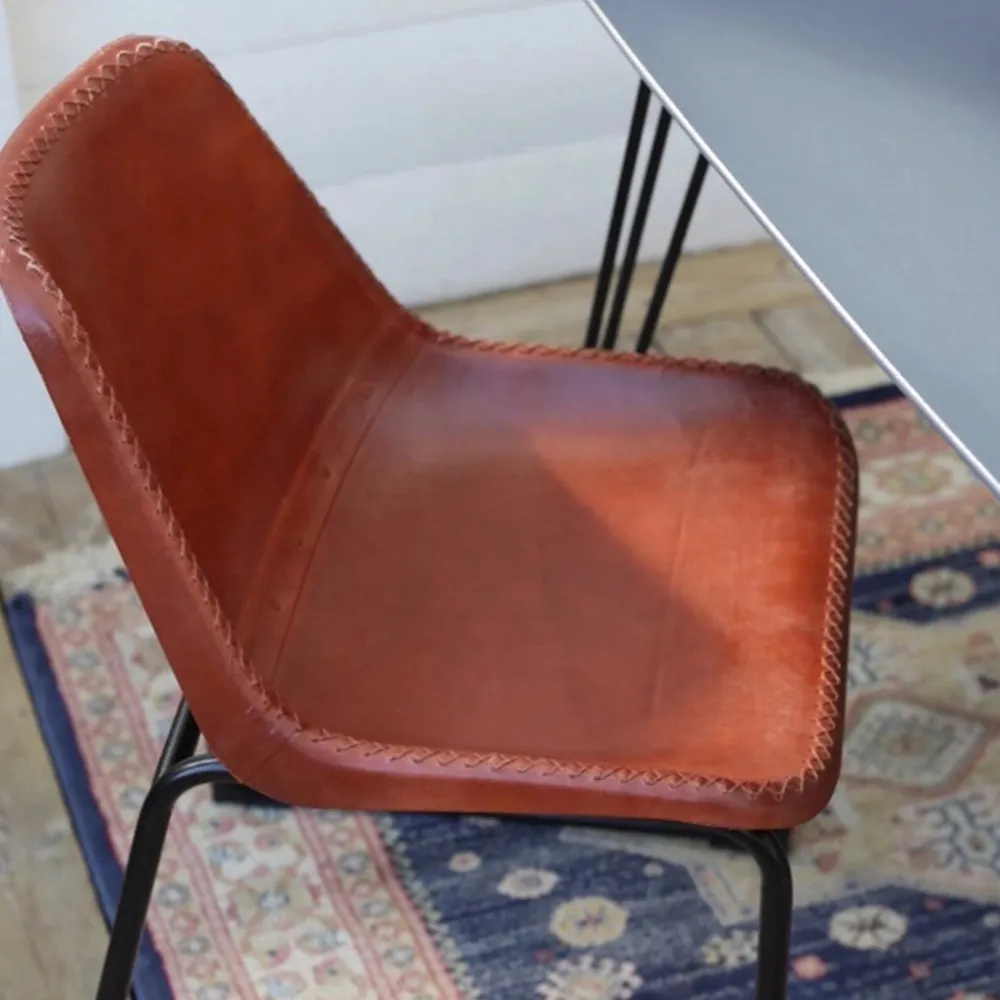 Trademark Living Loungestol Vintage - Läder/Järn