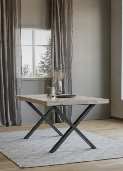 Rowico Home Matbord 'Brooklyn' 170x95cm - Vitpigmenterad/Svart X-ben