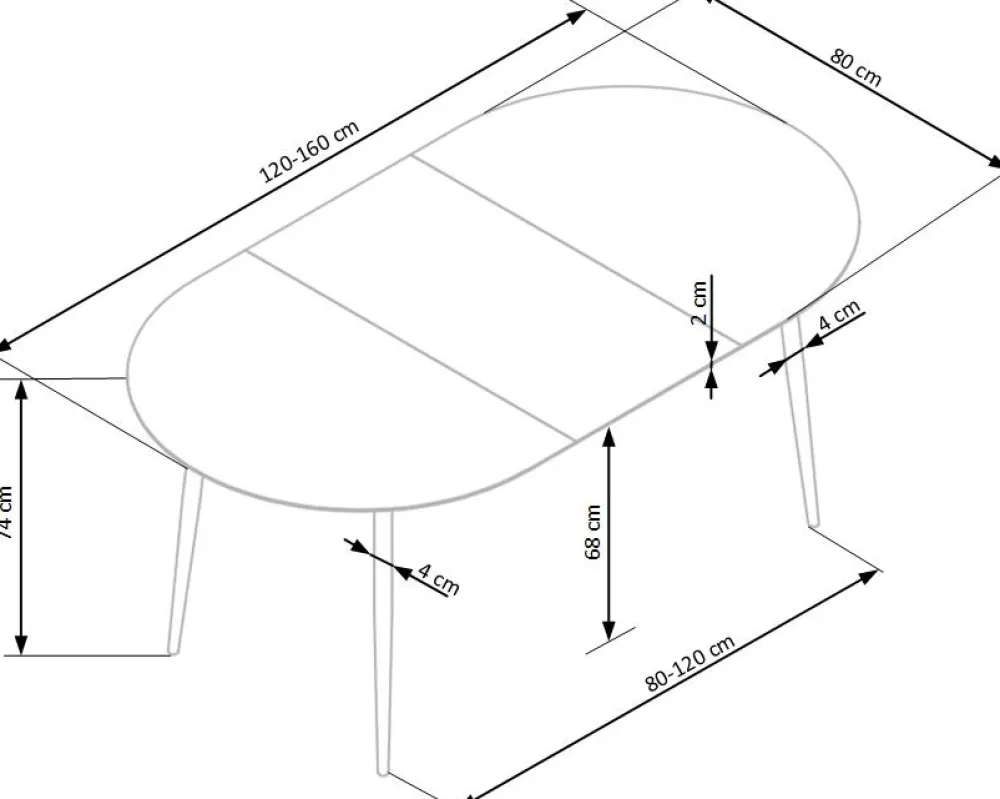 Reforma Matbord 'Colorado' 120-160cm - Natur/svart
