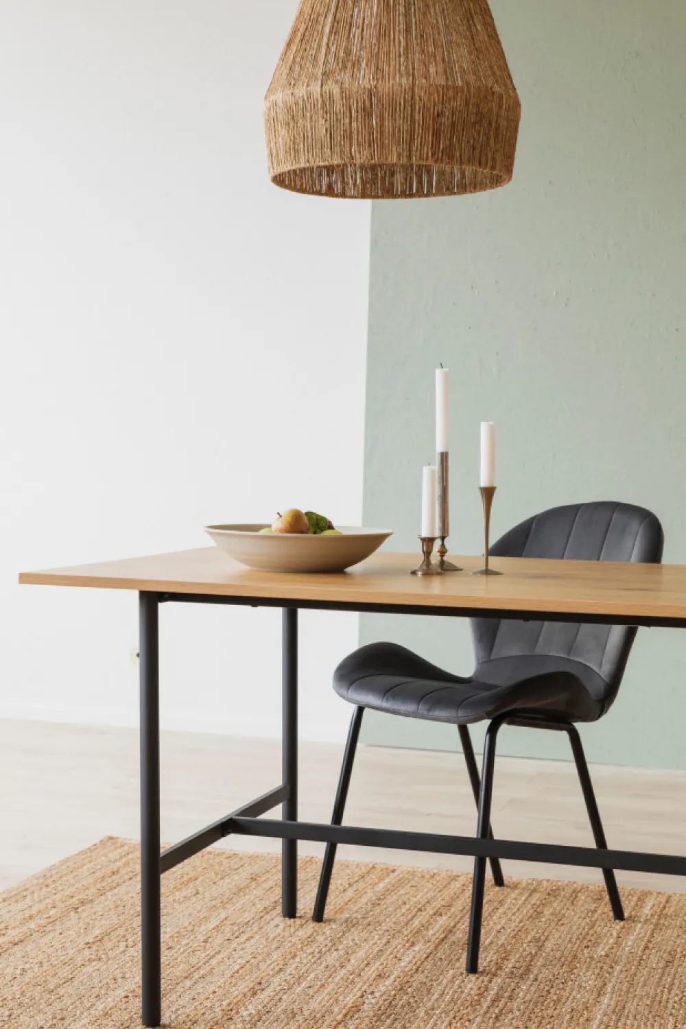 Reforma Matbord 'Line' - Ek/Svart 160x90cm