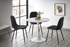 Reforma Matbord 'Lorca' Runt 80cm - Marmor/Vit
