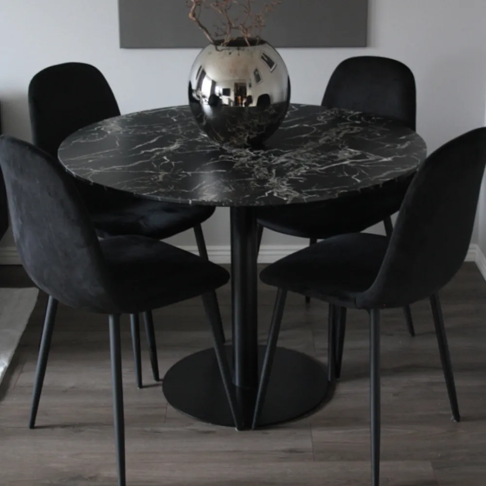 Reforma Matbord 'Marbleous' Runt 100cm - Svart