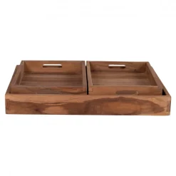 Reforma 3-pack Bricka 'Faro' - Teak/Natur