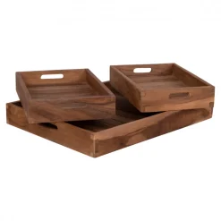 Reforma 3-pack Bricka 'Faro' - Teak/Natur