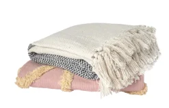 Reforma Pläd i återvunnen bomull 'Skiss' - Beige/Blå
