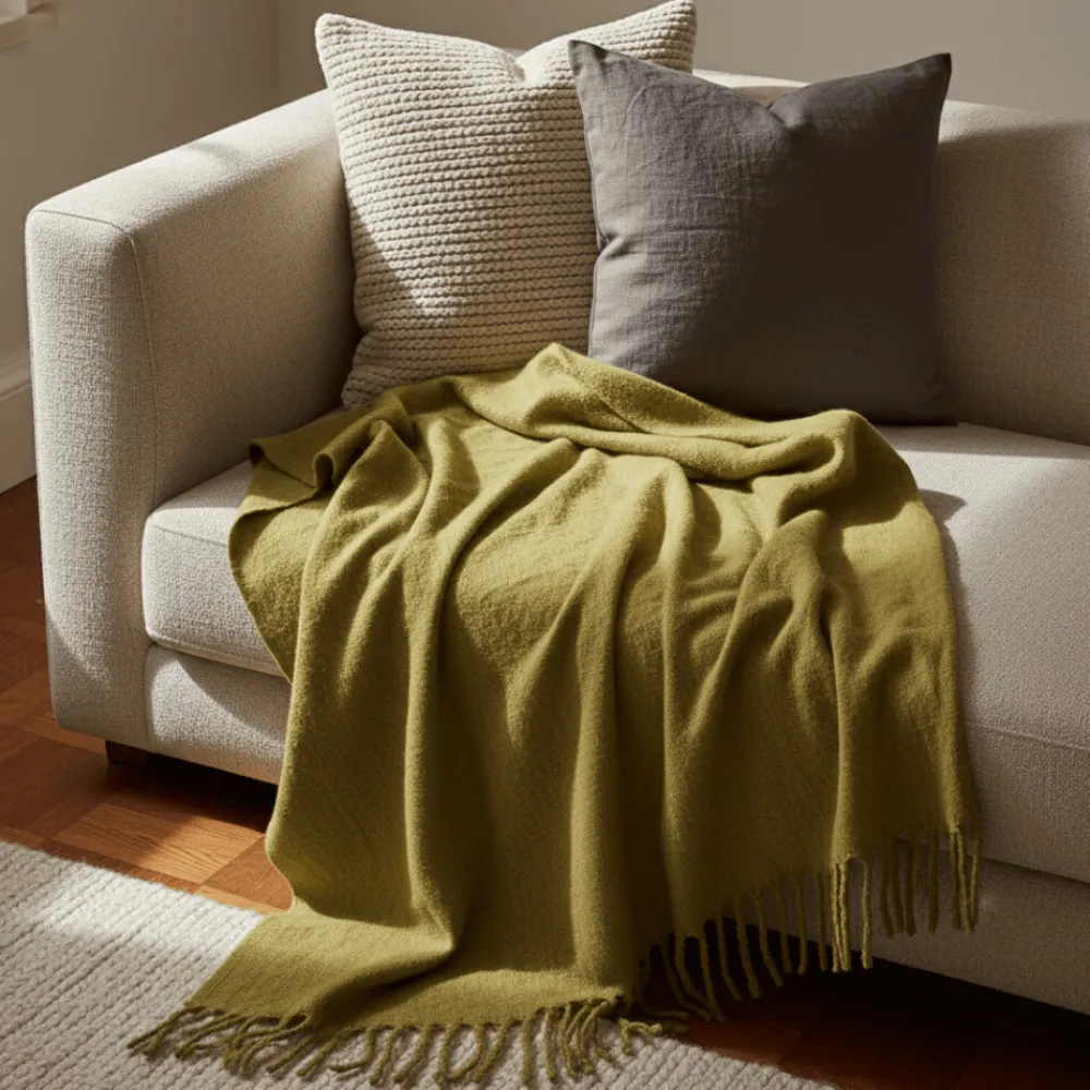 Reforma x Trendcarpet Pläd 'Samantha' 130x170cm - Olivgrön
