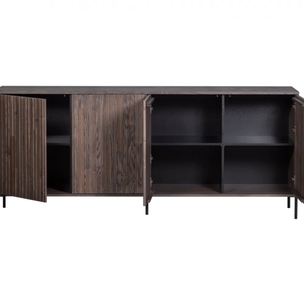 WOOOD Sideboard ‘New Gravure’ 200 cm - Mörkbrun/Svart
