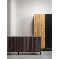 WOOOD Sideboard ‘New Gravure’ 200 cm - Mörkbrun/Svart