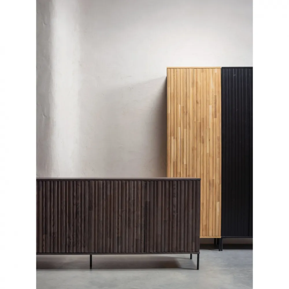 WOOOD Sideboard ‘New Gravure’ 200 cm - Mörkbrun/Svart