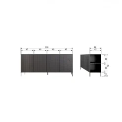 WOOOD Sideboard ‘New Gravure’ 200 cm - Mörkbrun/Svart