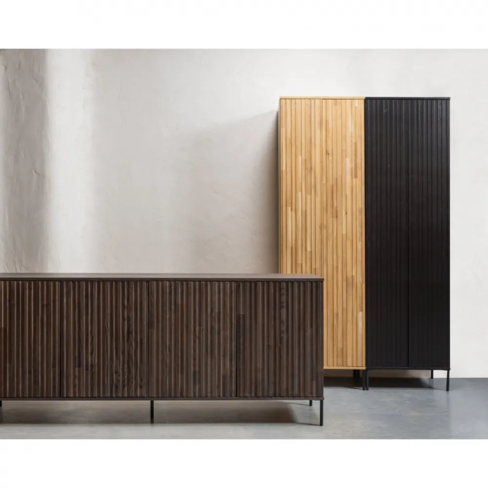 WOOOD Sideboard ‘New Gravure’ 200 cm - Mörkbrun/Svart