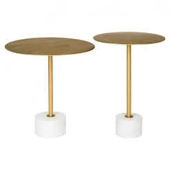Reforma Sidobord 'Lecco' Runt 41cm - Marmor/Mässing