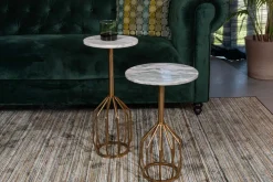 Dutchbone Sidobord 'Salerno' M - Mässing/Marmor