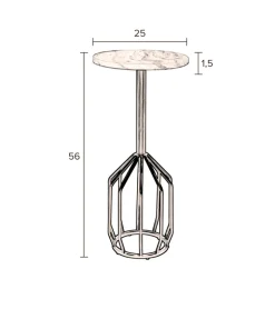 Dutchbone Sidobord 'Salerno' M - Mässing/Marmor
