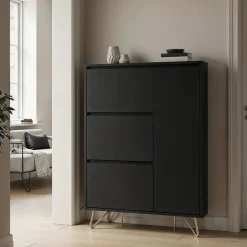 Reforma Skoskåp 'Elle' - Svart/Mässing