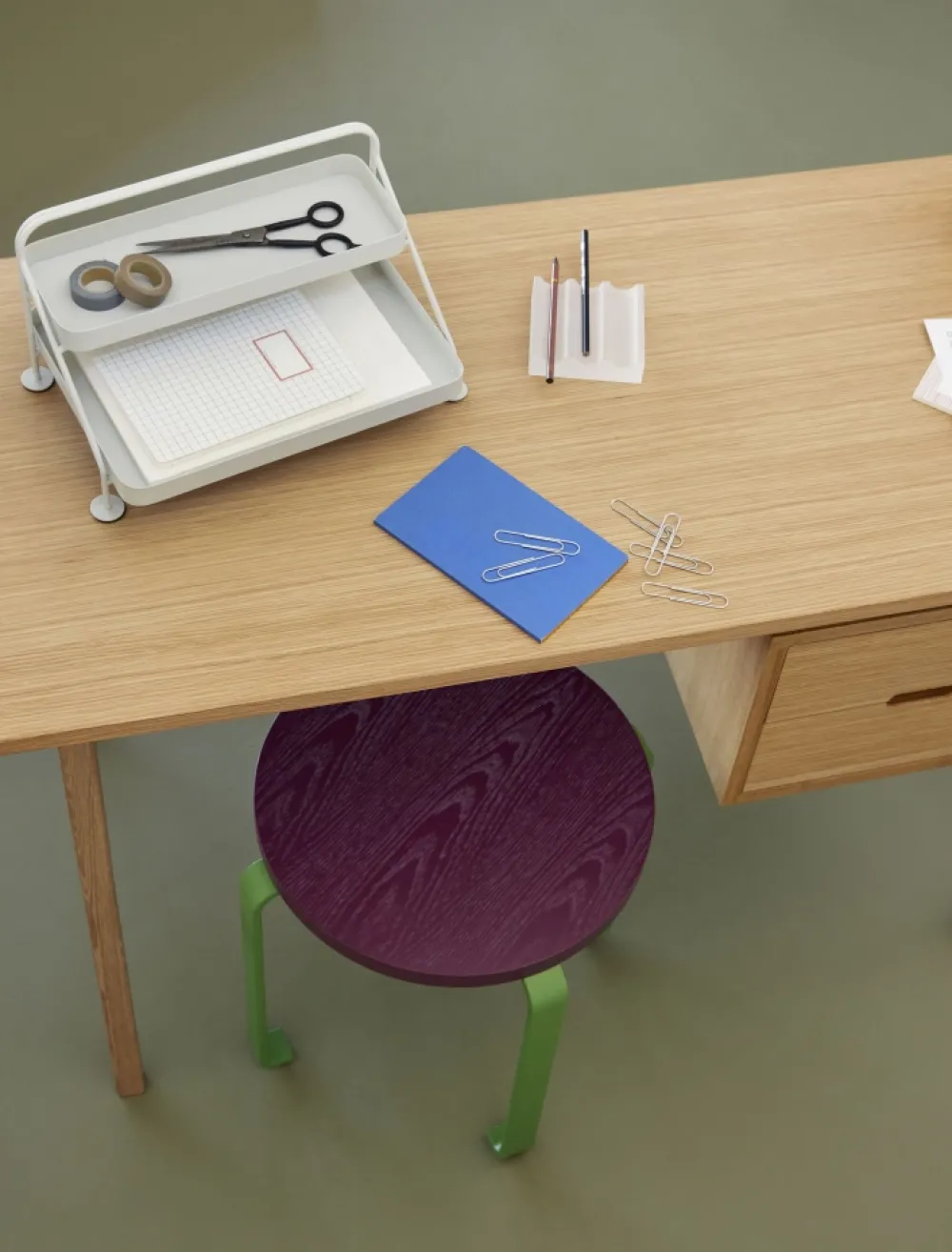 Hübsch Skrivbord 'Architect' - Vitpigmenterad Ek