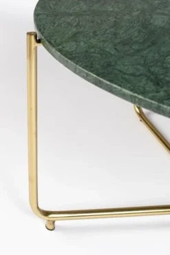 Reforma Soffbord 'Timpa' Runt 70cm  - Grön marmor/Guld