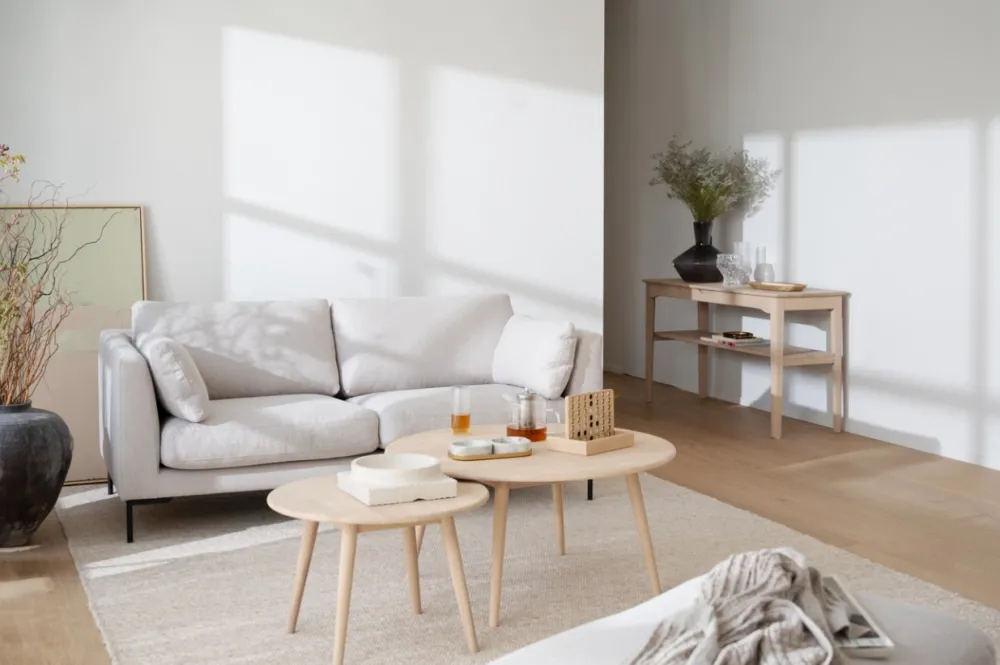 Rowico Home Soffbord 'Tompkins' runt Ø60 - Vitpigmenterad ek