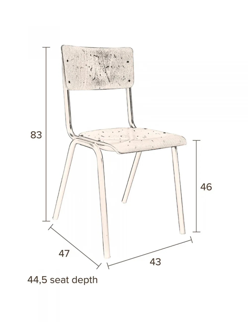 Dutchbone Stol 'Scuola' - Brun