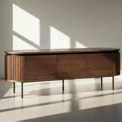 Reforma Tv-bänk 'Kärra' 160x40cm - Valnöt/Svart