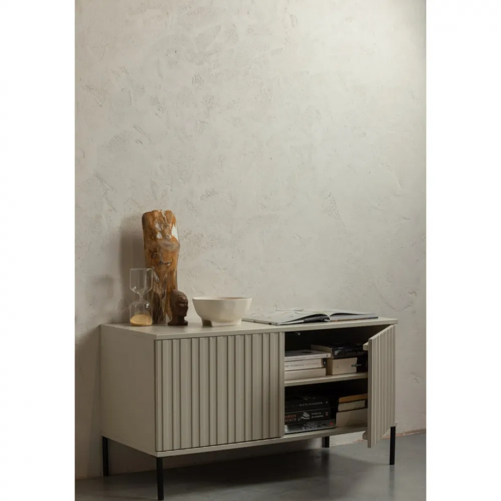 WOOOD TV-bänk ‘New Gravure’ 100 cm - Beige/Svart