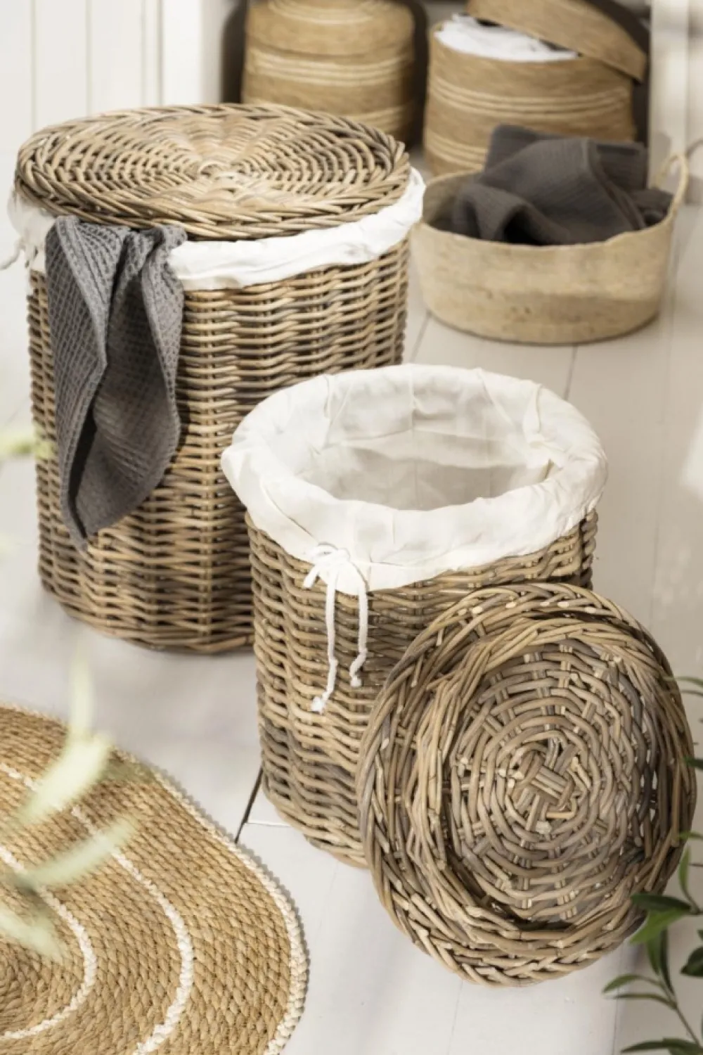 Ib Laursen Tvättkorg 2-pack 'Rattan' - Natur